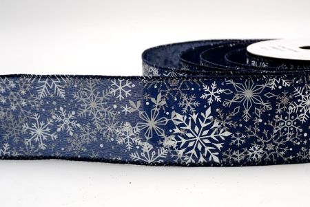 Navy Blue_Glitter Christmas Snowflake Wired Ribbon_KF9983GC-4-4