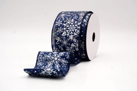 Navy Blue_Glitter Christmas Snowflake Wired Ribbon_KF9983GC-4-4