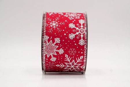 Red_Glitter Christmas Snowflake Wired Ribbon_KF9984G-7