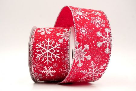 Red_Glitter Christmas Snowflake Wired Ribbon_KF9984G-7