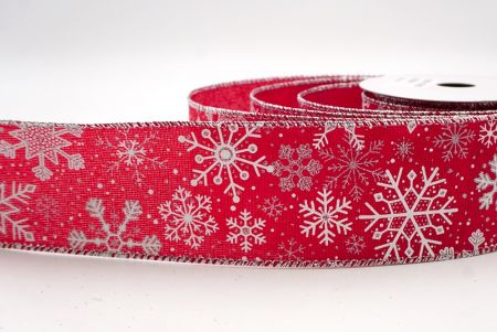 Red_Glitter Christmas Snowflake Wired Ribbon_KF9984G-7