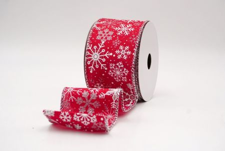 Red_Glitter Christmas Snowflake Wired Ribbon_KF9984G-7