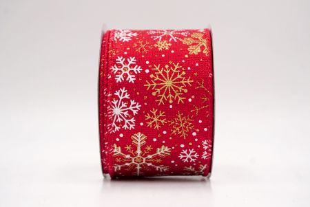 Red/Gold_Glitter Christmas Snowflake Wired Ribbon_KF9984GC-7G-7
