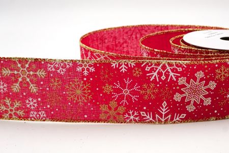 Red/Gold_Glitter Christmas Snowflake Wired Ribbon_KF9985G-7