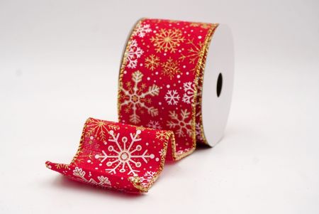 Red/Gold_Glitter Christmas Snowflake Wired Ribbon_KF9985G-7