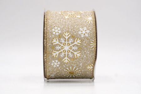 Khaki_Glitter Christmas Snowflake Wired Ribbon_KF9985GC-13-183