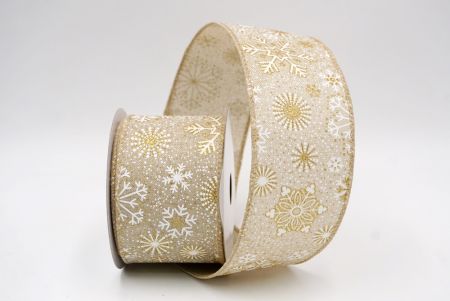Khaki_Glitter Christmas Snowflake Wired Ribbon_KF9985GC-13-183