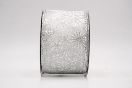 White_Glitter Christmas Snowflake Wired Ribbon_KF9986G-1