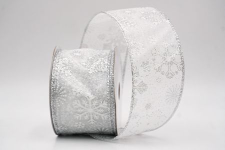 White_Glitter Christmas Snowflake Wired Ribbon_KF9986G-1