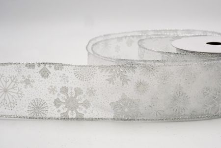 White_Glitter Christmas Snowflake Wired Ribbon_KF9986G-1