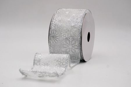 White_Glitter Christmas Snowflake Wired Ribbon_KF9986G-1