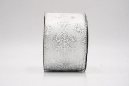 White_Glitter Christmas Snowflake Wired Ribbon_KF9987G-1