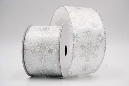 White_Glitter Christmas Snowflake Wired Ribbon_KF9987G-1