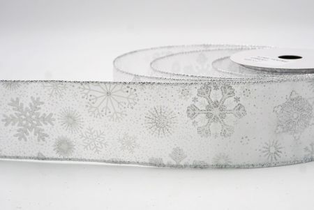 White_Glitter Christmas Snowflake Wired Ribbon_KF9987G-1