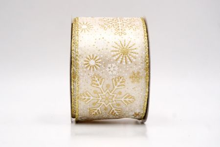 Cream_Glitter Christmas Snowflake Wired Ribbon_KF9987G-2
