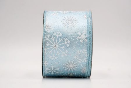 Powder Blue_Glitter Christmas Snowflake Wired Ribbon_KF9987GC-12-12