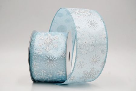 Powder Blue_Glitter Christmas Snowflake Wired Ribbon_KF9987GC-12-12