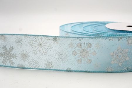 Powder Blue_Glitter Christmas Snowflake Wired Ribbon_KF9987GC-12-12