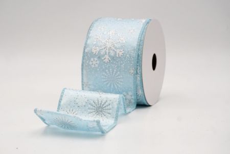 Powder Blue_Glitter Christmas Snowflake Wired Ribbon_KF9987GC-12-12
