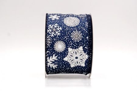 Navy Blue_Glitter Christmas Snowflake Wired Ribbon_KF9987GC-4-4