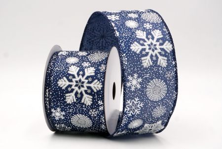 Navy Blue_Glitter Christmas Snowflake Wired Ribbon_KF9987GC-4-4