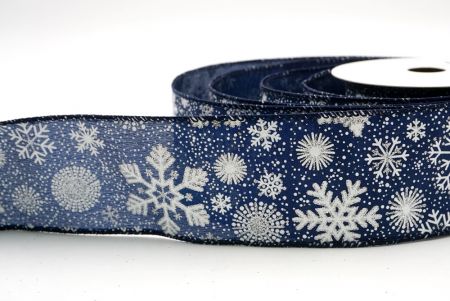 Navy Blue_Glitter Christmas Snowflake Wired Ribbon_KF9987GC-4-4