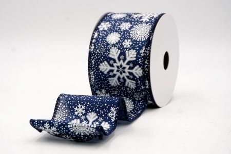 Navy Blue_Glitter Christmas Snowflake Wired Ribbon_KF9987GC-4-4