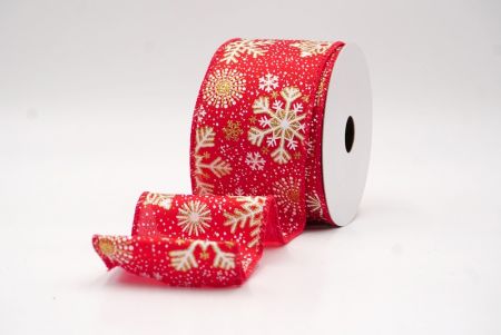 Red_Glitter Christmas Snowflake Wired Ribbon_KF9987GC-7-7