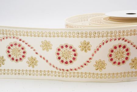 Crema Glitter Floralis Embroideria Nativitatis Filum Lorum_KF9990GC-2-2_4