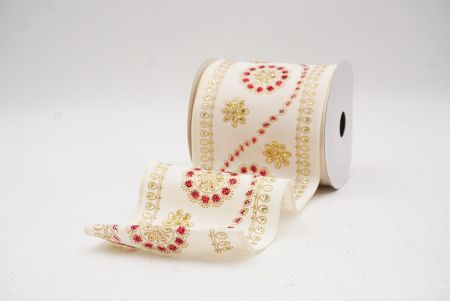 Crema Glitter Floralis Embroideria Nativitatis Filum Lorum_KF9990GC-2-2_5