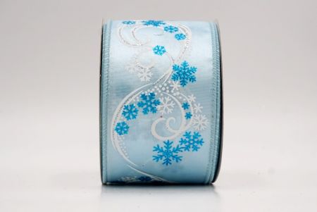 Powder Blue_Glitter Swirl and Snowflake Christmas Wired Ribbon_KF9993GC-12-12
