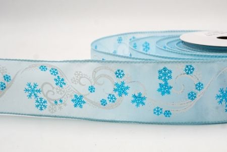 Powder Blue_Glitter Swirl and Snowflake Christmas Wired Ribbon_KF9993GC-12-12