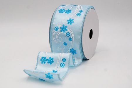 Powder Blue_Glitter Swirl and Snowflake Christmas Wired Ribbon_KF9993GC-12-12