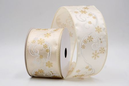 Cream_Glitter Swirl and Snowflake Christmas Wired Ribbon_KF9993GC-2-2