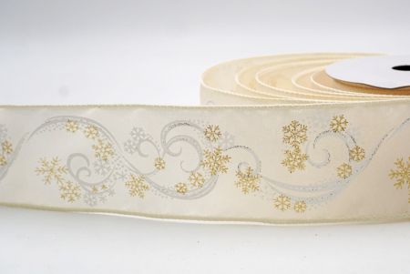 Cream_Glitter Swirl and Snowflake Christmas Wired Ribbon_KF9993GC-2-2
