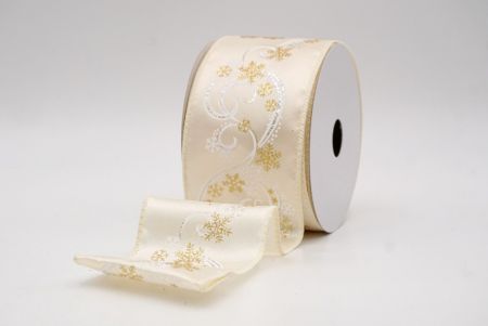 Cream_Glitter Swirl and Snowflake Christmas Wired Ribbon_KF9993GC-2-2