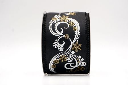 Black_Glitter Swirl and Snowflake Christmas Wired Ribbon_KF9993GC-53-53