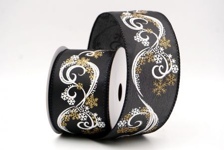 Black_Glitter Swirl and Snowflake Christmas Wired Ribbon_KF9993GC-53-53