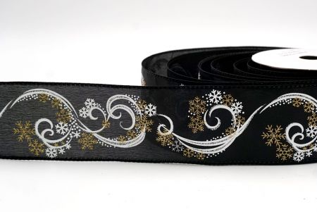Black_Glitter Swirl and Snowflake Christmas Wired Ribbon_KF9993GC-53-53