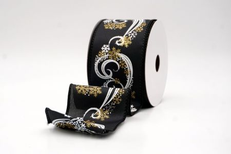 Black_Glitter Swirl and Snowflake Christmas Wired Ribbon_KF9993GC-53-53