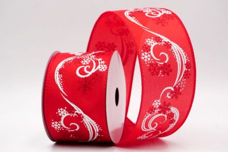 Red_Glitter Swirl and Snowflake Christmas Wired Ribbon_KF9993GC-7-7