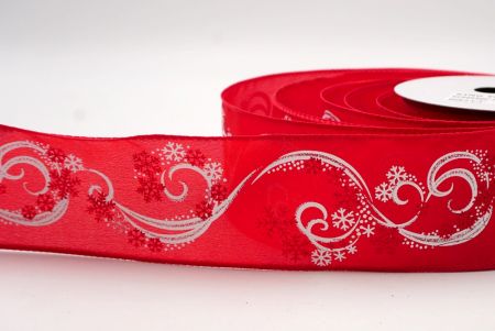 Red_Glitter Swirl and Snowflake Christmas Wired Ribbon_KF9993GC-7-7