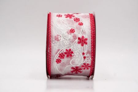 White/Red Sheer_Glitter Swirl and Snowflake Christmas Wired Ribbon_KF9994GC-1R-7
