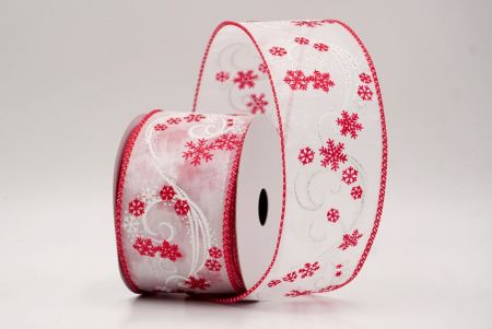White/Red Sheer_Glitter Swirl and Snowflake Christmas Wired Ribbon_KF9994GC-1R-7
