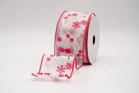 White/Red Sheer_Glitter Swirl and Snowflake Christmas Wired Ribbon_KF9994GC-1R-7