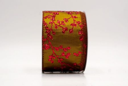 Olive Green_Holiday Sparkle Red Berry Wired Ribbon_KW0004GC-58-139