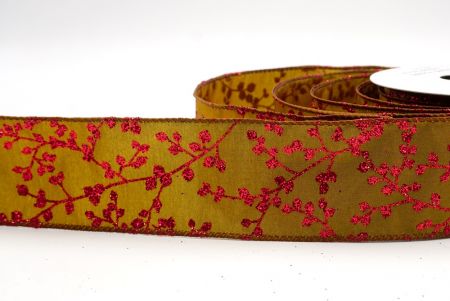 Olive Green_Holiday Sparkle Red Berry Wired Ribbon_KW0004GC-58-139