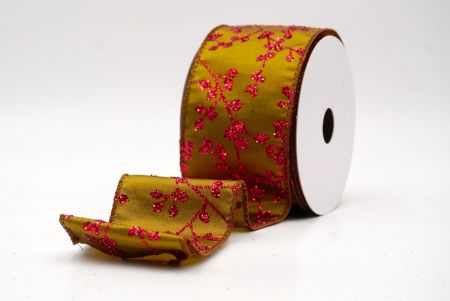 Olive Green_Holiday Sparkle Red Berry Wired Ribbon_KW0004GC-58-139