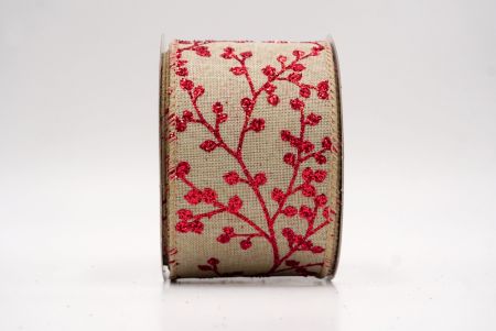 Khaki_Holiday Sparkle Red Berry Wired Ribbon_KW0006GC-13-183