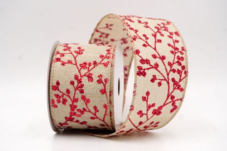 Khaki_Holiday Sparkle Red Berry Wired Ribbon_KW0006GC-13-183
